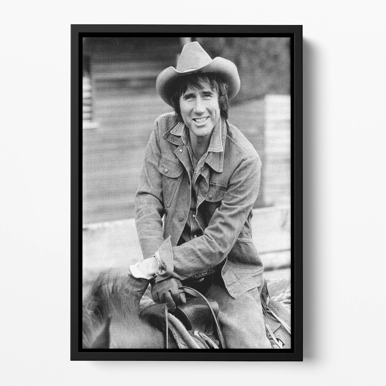 Jim Dale on horseback Floating Framed Canvas
