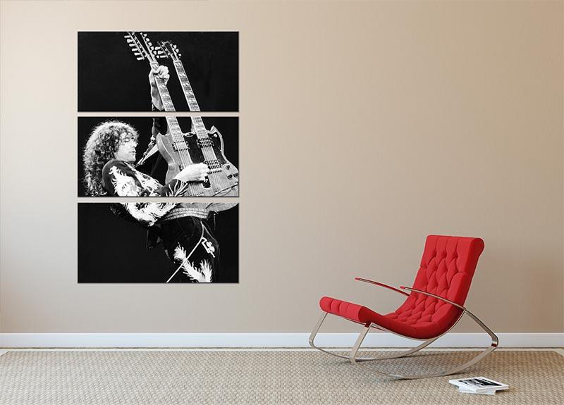 Jimmy Page of Led Zeppelin 3 Split Panel Canvas Print - Canvas Art Rocks - 2