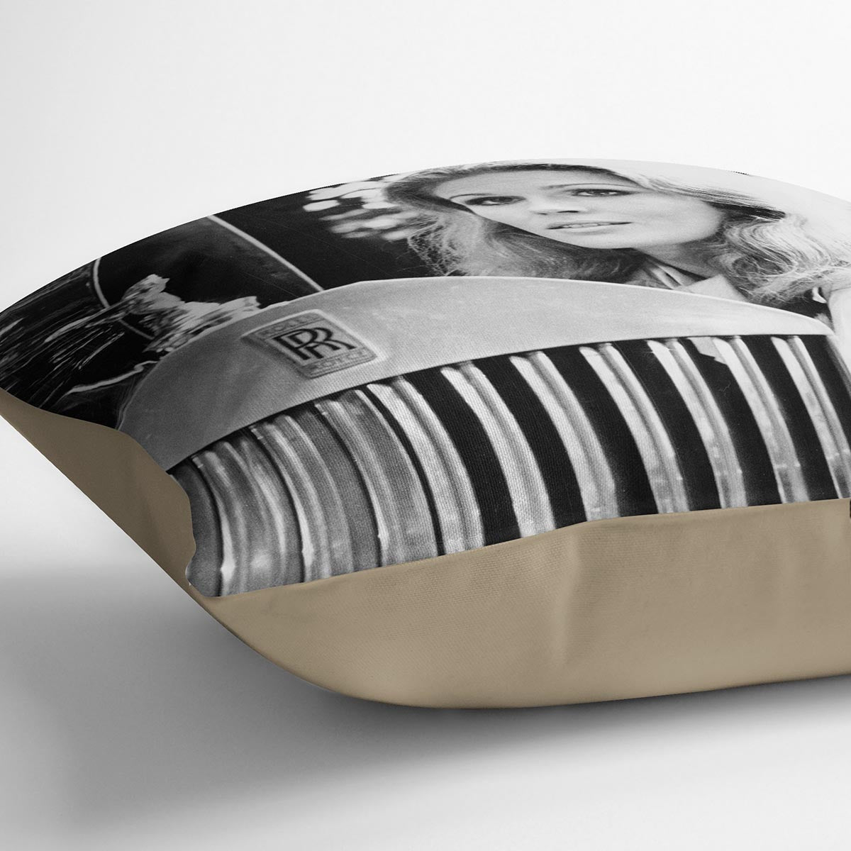 Joanna Lumley with her Rolls Royce Cushion