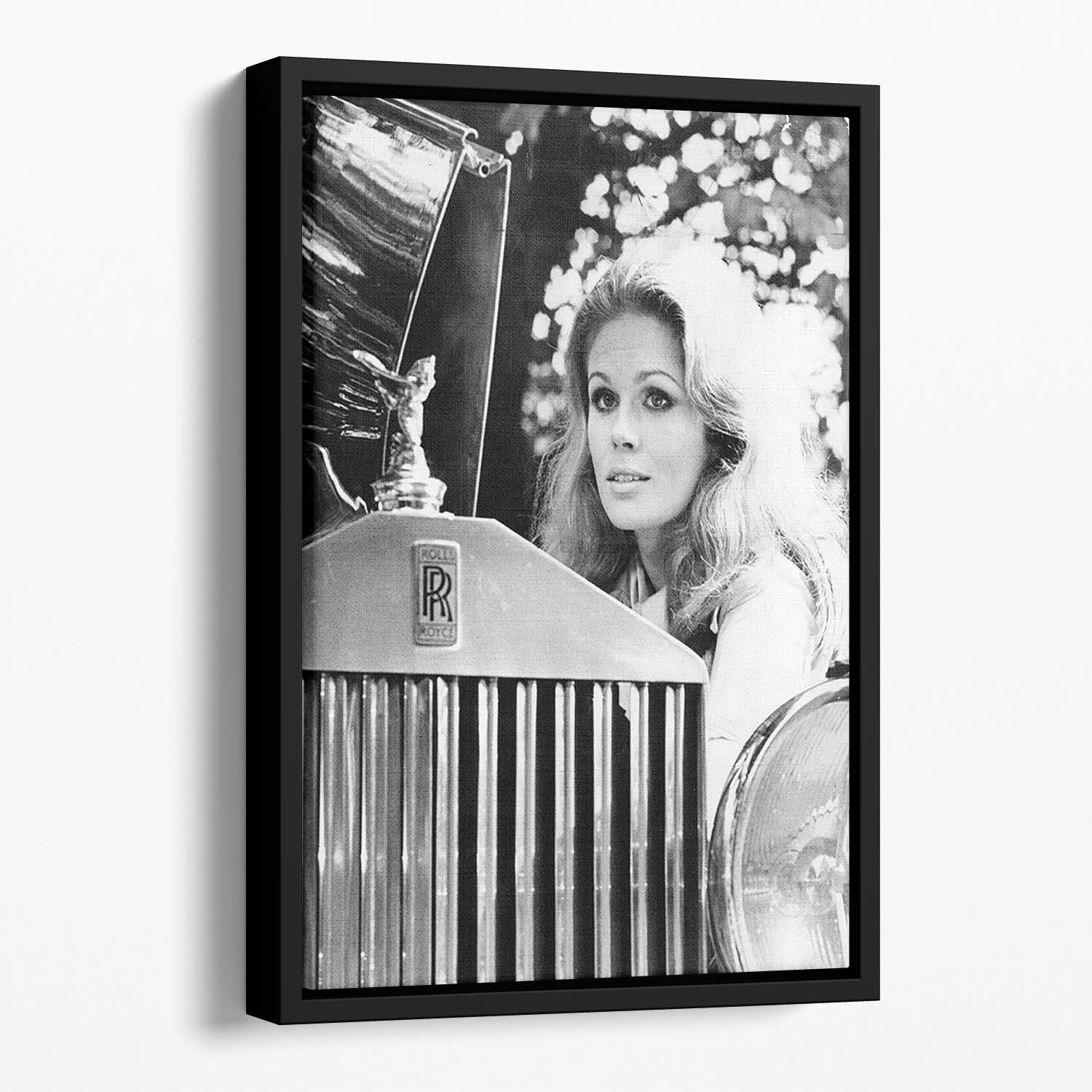 Joanna Lumley with her Rolls Royce Floating Framed Canvas