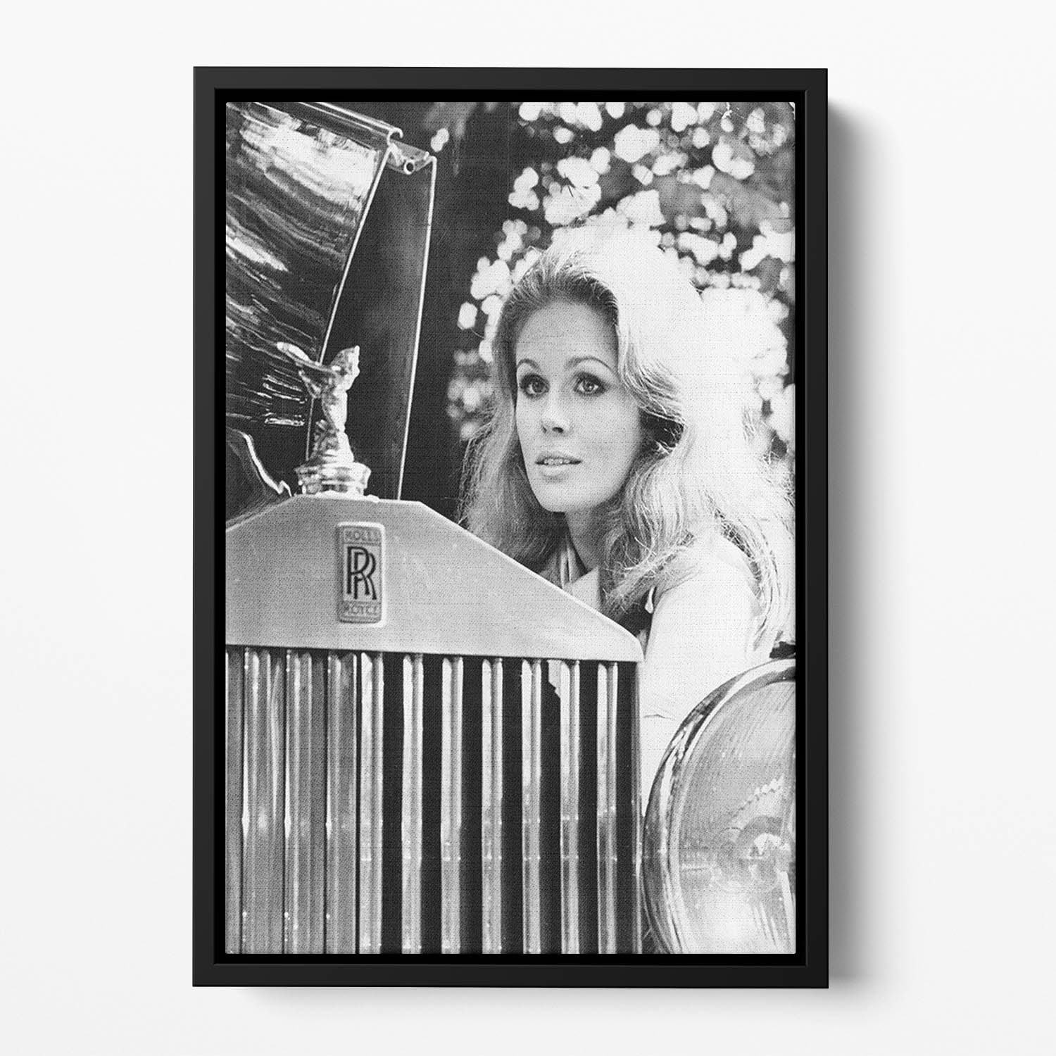 Joanna Lumley with her Rolls Royce Floating Framed Canvas