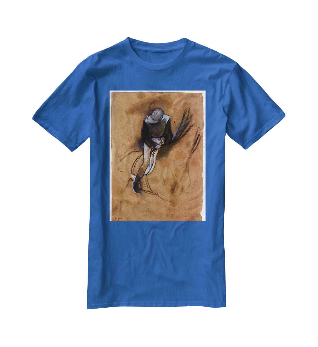 Jockey forward flexed standing in the saddle by Degas T-Shirt - Canvas Art Rocks - 2