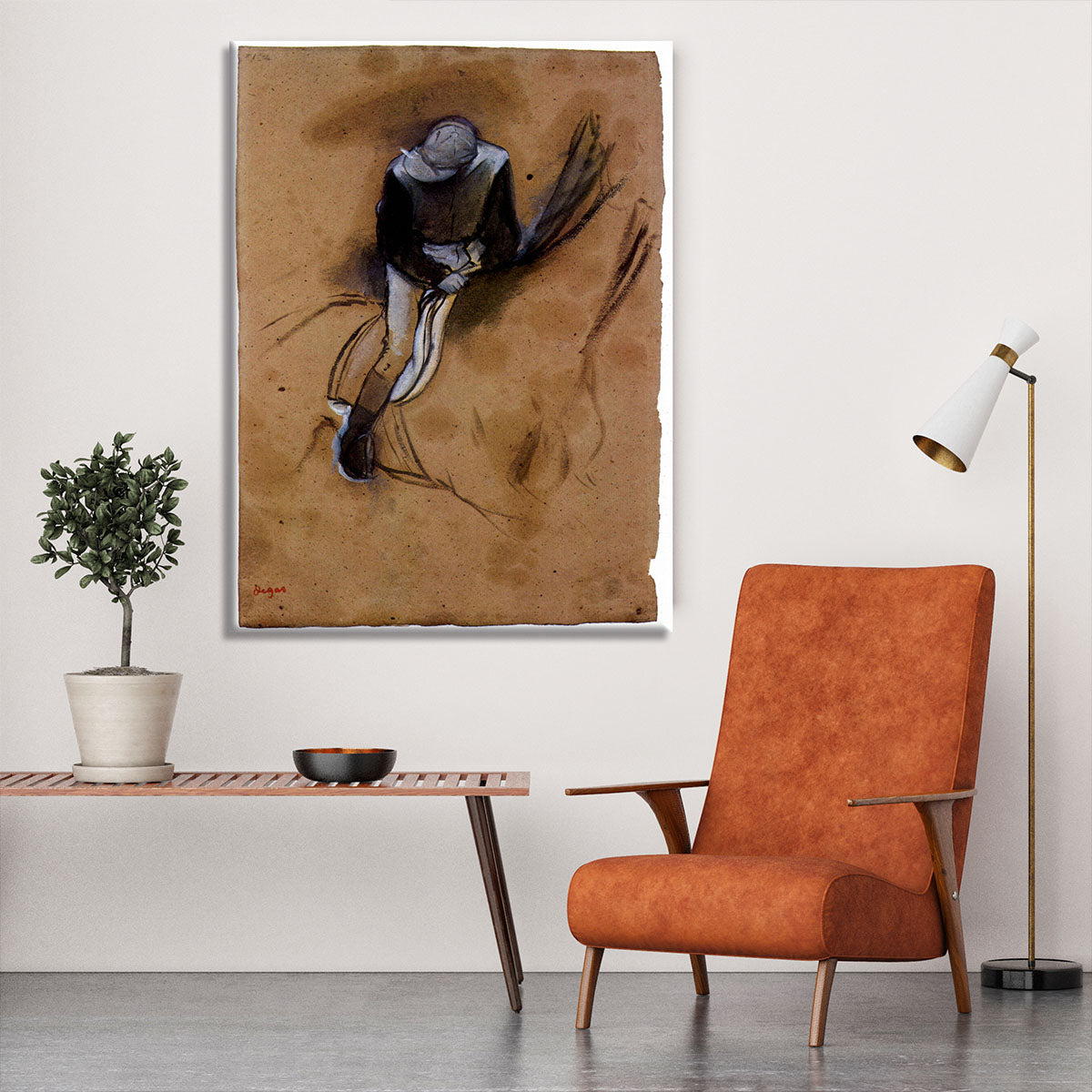 Jockey forward flexed standing in the saddle by Degas Canvas Print or Poster - Canvas Art Rocks - 6