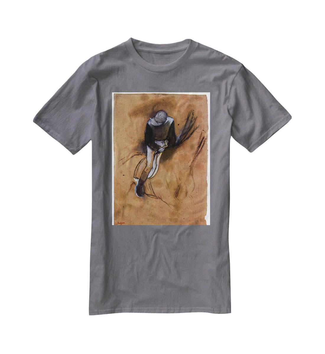 Jockey forward flexed standing in the saddle by Degas T-Shirt - Canvas Art Rocks - 3