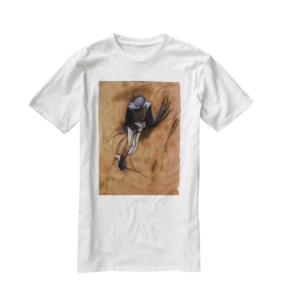 Jockey forward flexed standing in the saddle by Degas T-Shirt - Canvas Art Rocks - 5