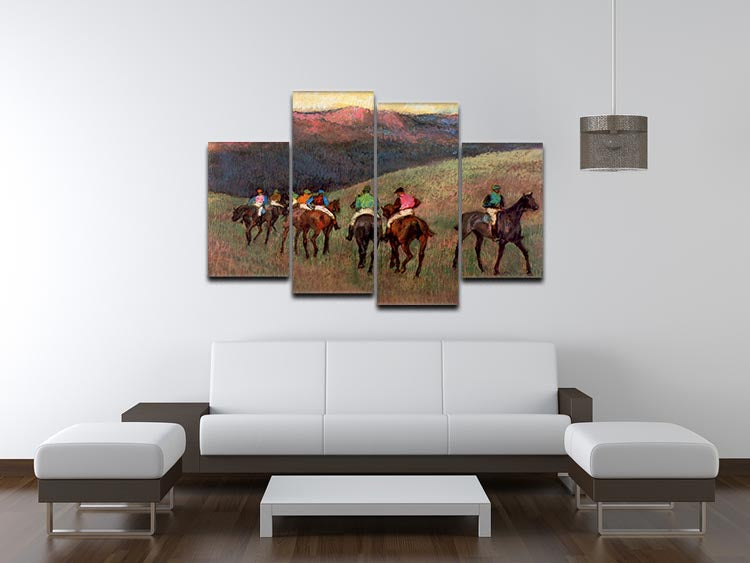 Jockeys in Training by Degas 4 Split Panel Canvas - Canvas Art Rocks - 3
