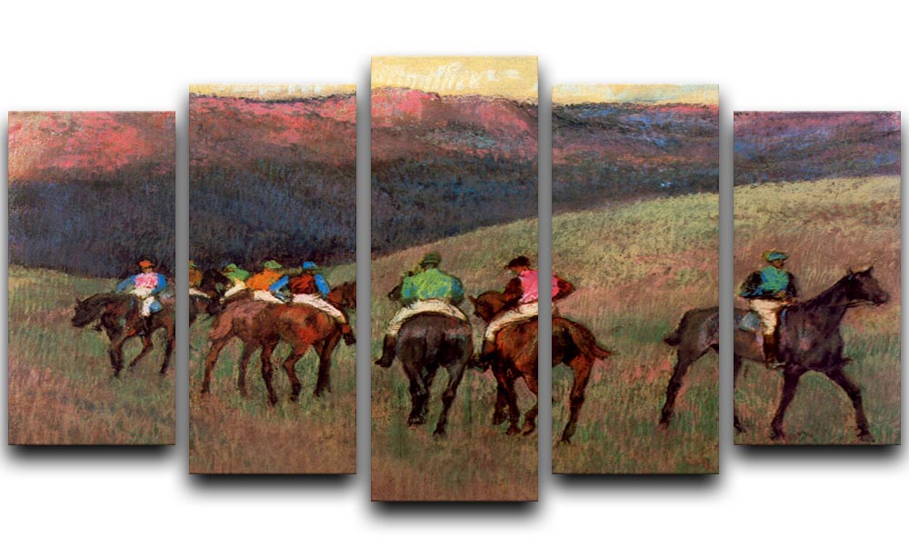 Jockeys in Training by Degas 5 Split Panel Canvas - Canvas Art Rocks - 1