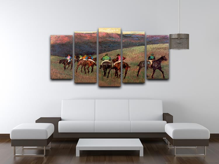 Jockeys in Training by Degas 5 Split Panel Canvas - Canvas Art Rocks - 3