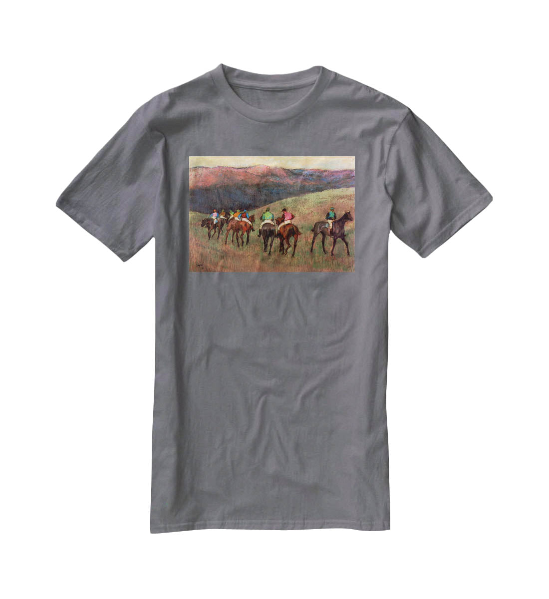 Jockeys in Training by Degas T-Shirt - Canvas Art Rocks - 3