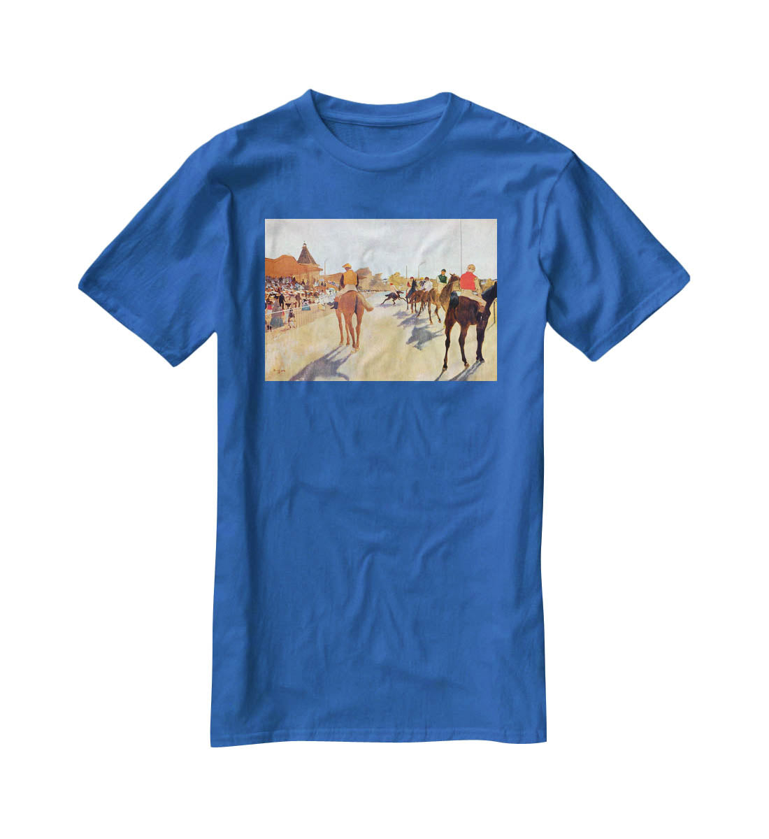 Jockeys in front of the grandstand by Degas T-Shirt - Canvas Art Rocks - 2