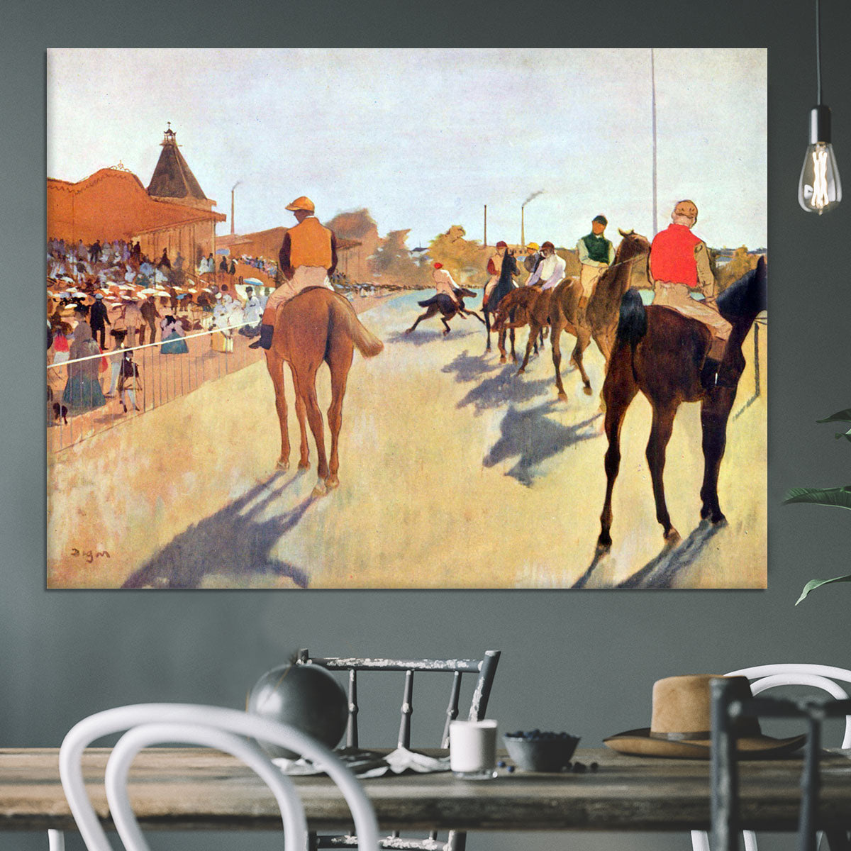 Jockeys in front of the grandstand by Degas Canvas Print or Poster - Canvas Art Rocks - 3