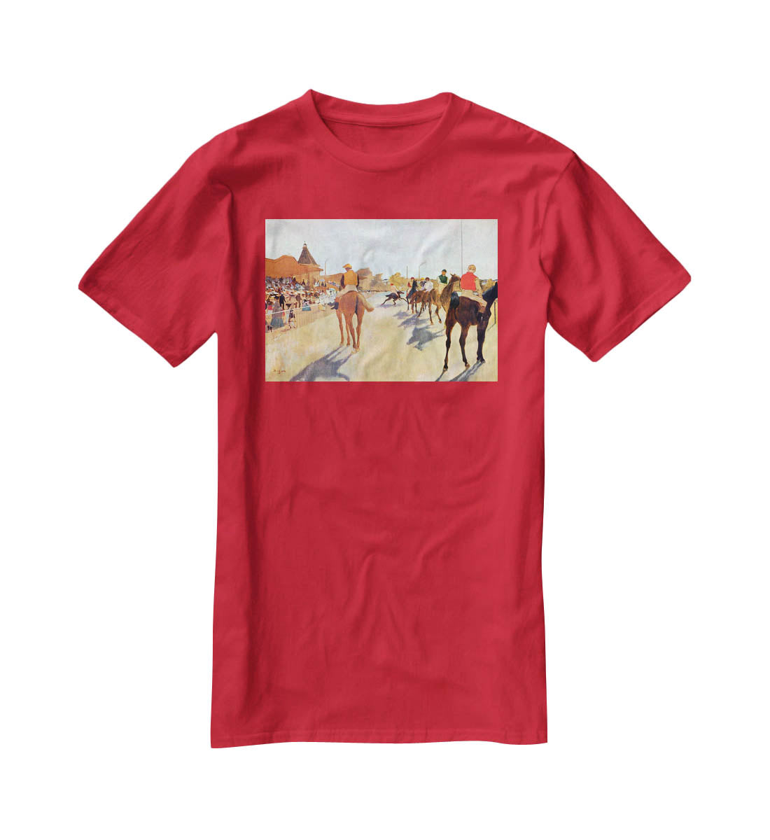 Jockeys in front of the grandstand by Degas T-Shirt - Canvas Art Rocks - 4