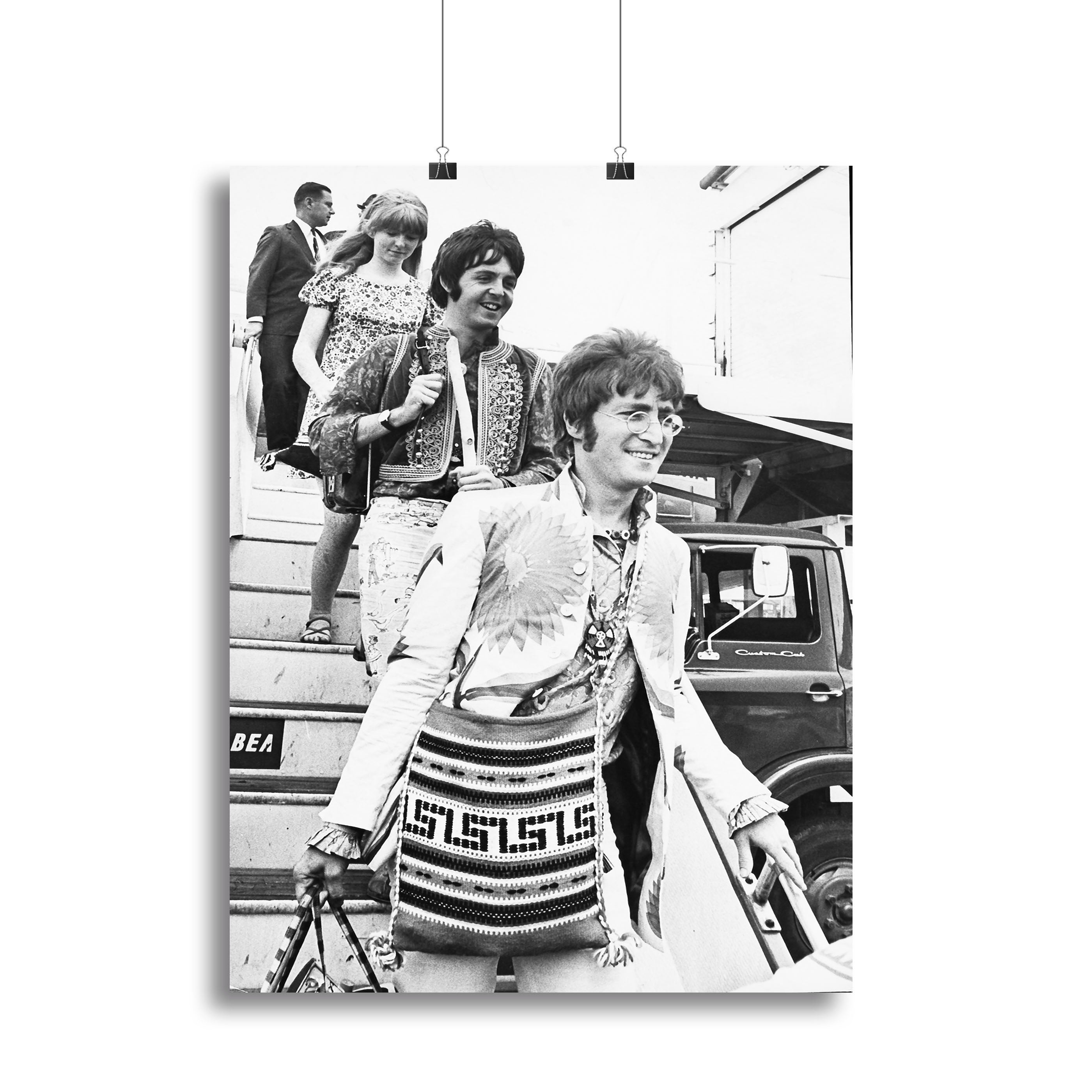 John Lennon Paul McCartney and Jane Asher getting off a plane Canvas Print or Poster - Canvas Art Rocks - 2