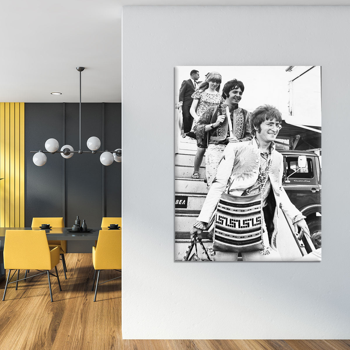 John Lennon Paul McCartney and Jane Asher getting off a plane Canvas Print or Poster - Canvas Art Rocks - 4