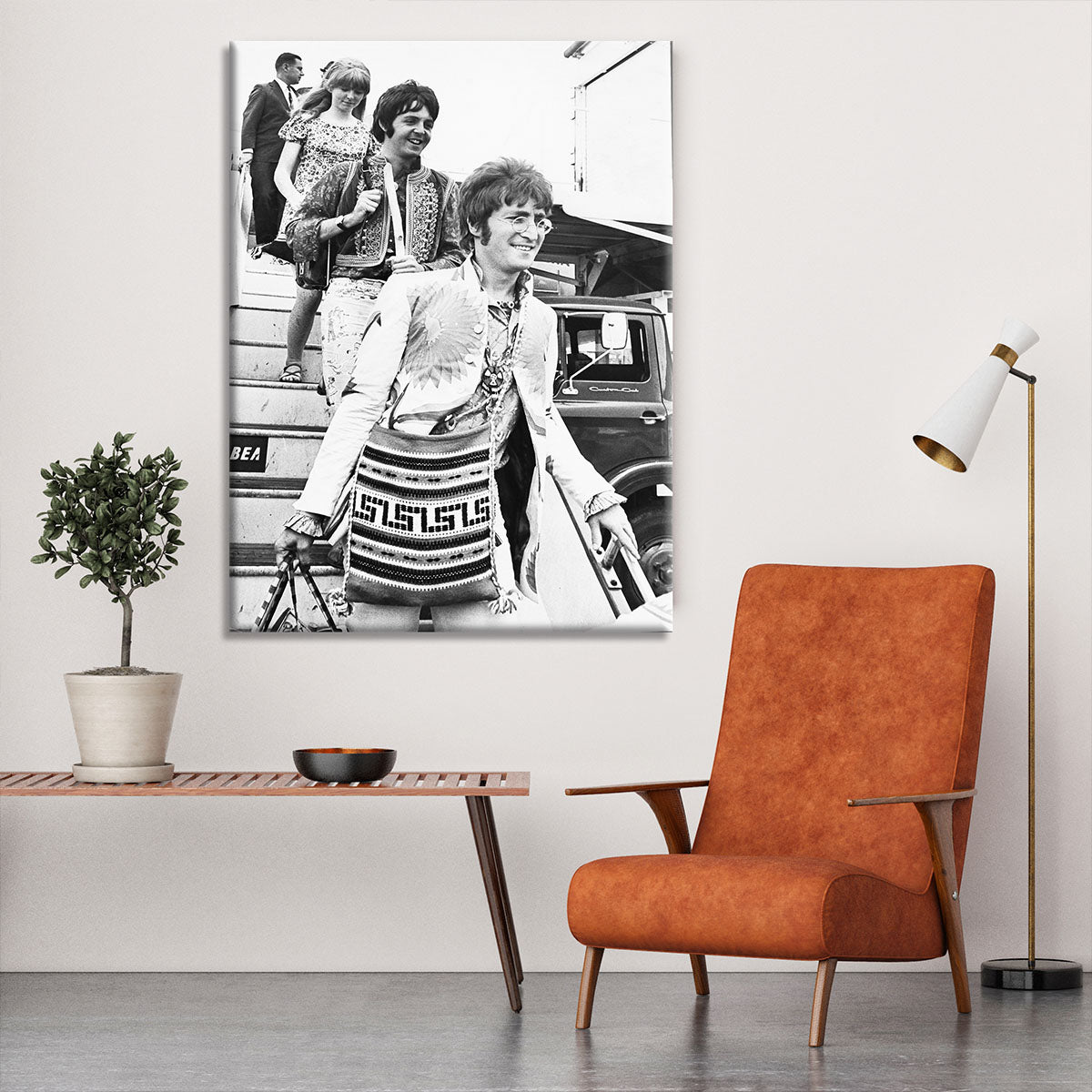 John Lennon Paul McCartney and Jane Asher getting off a plane Canvas Print or Poster - Canvas Art Rocks - 6