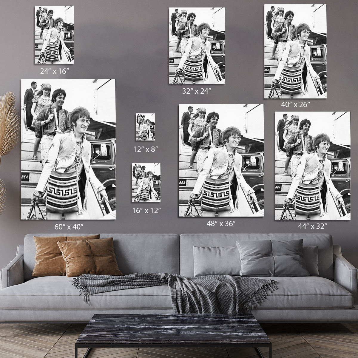 John Lennon Paul McCartney and Jane Asher getting off a plane Canvas Print or Poster - Canvas Art Rocks - 7