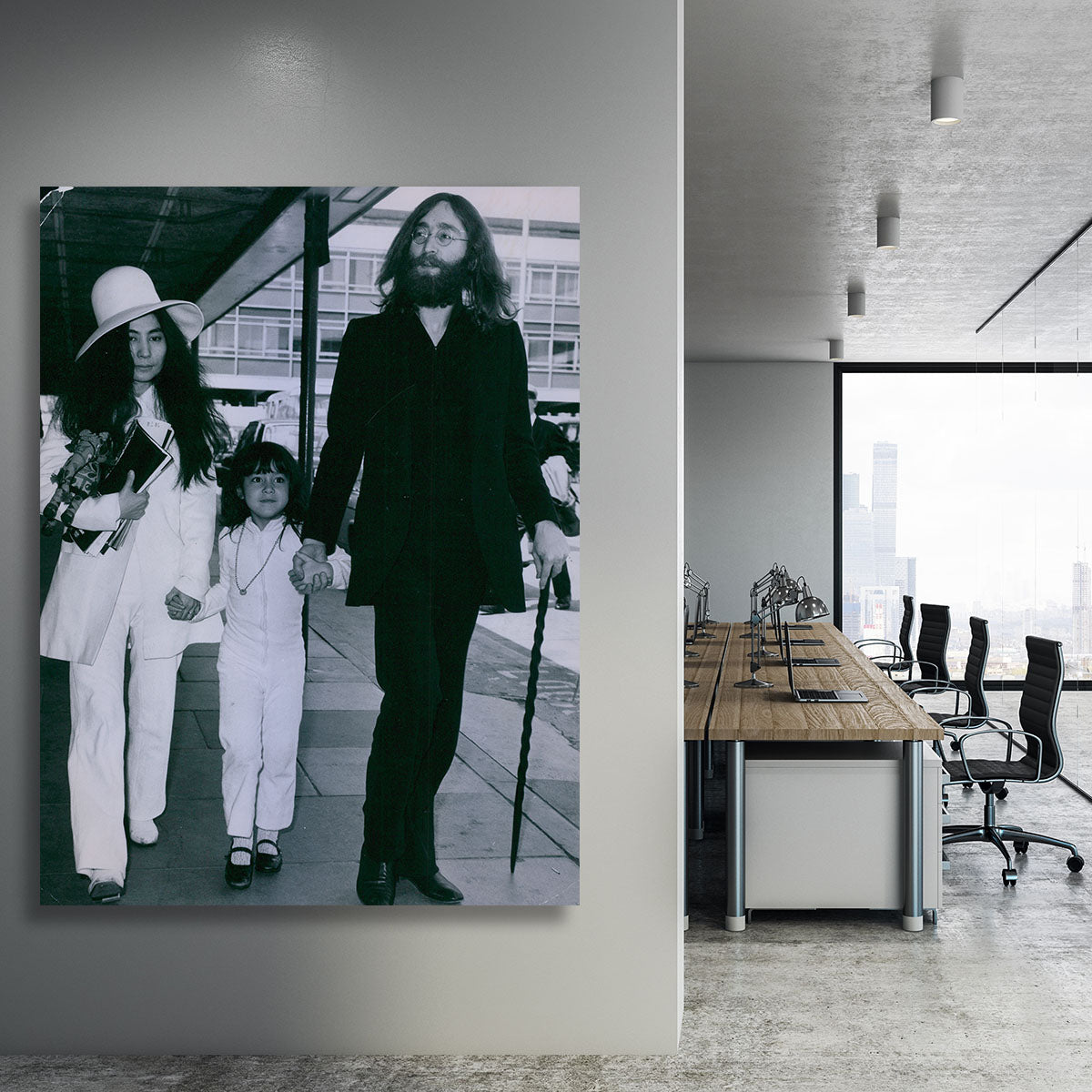 John Lennon Yoko Ono and her daughter Kyoko Canvas Print or Poster - Canvas Art Rocks - 3