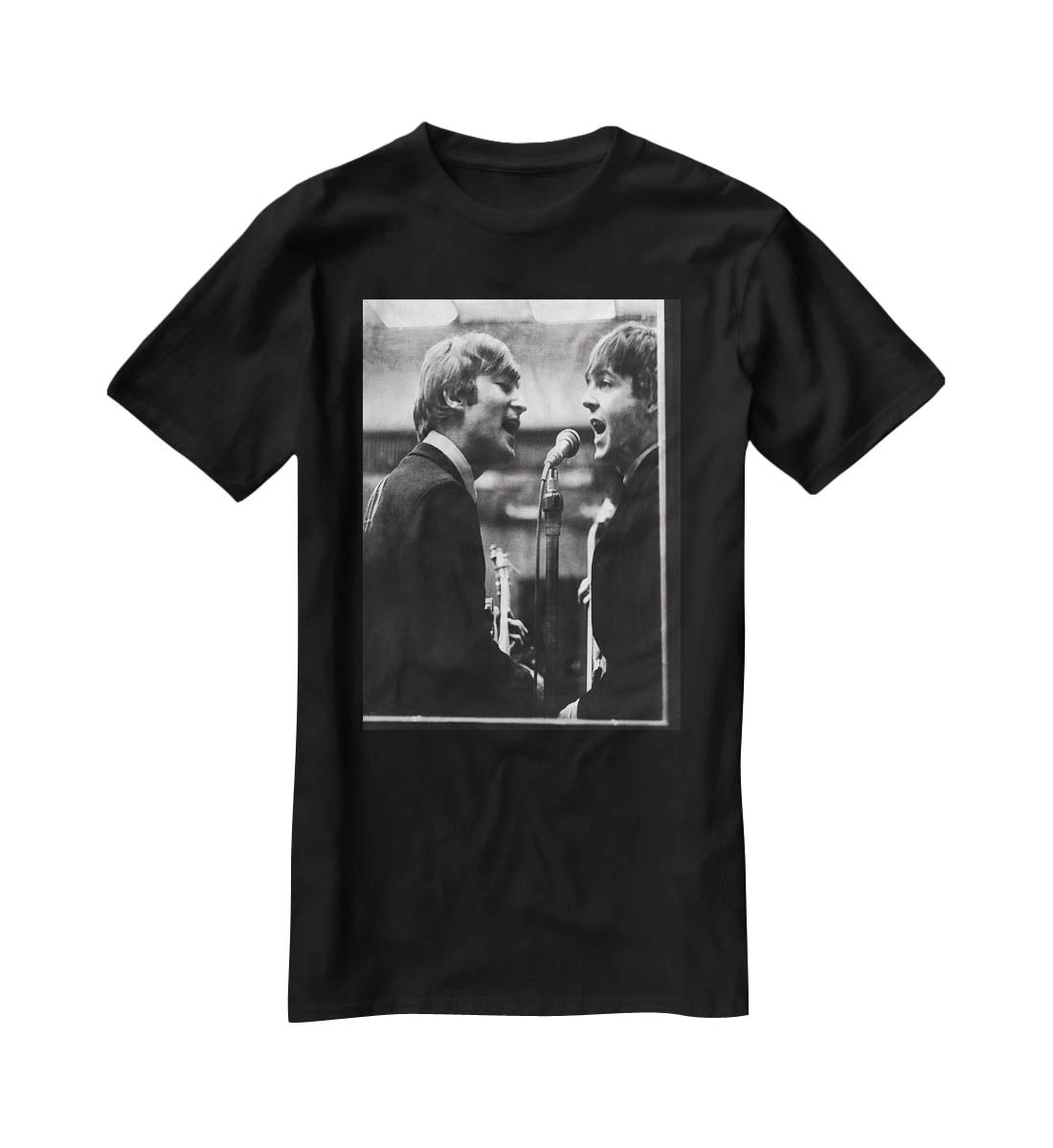 John Lennon and Paul McCartney in a recording studio T-Shirt - Canvas Art Rocks - 1