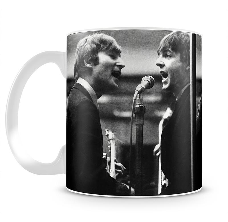 John Lennon and Paul McCartney in a recording studio Mug - Canvas Art Rocks - 2