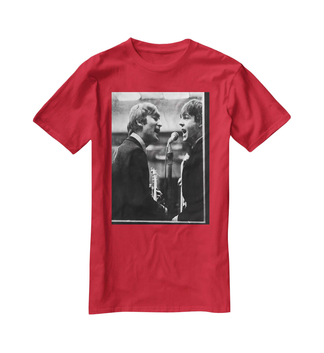 John Lennon and Paul McCartney in a recording studio T-Shirt - Canvas Art Rocks - 4