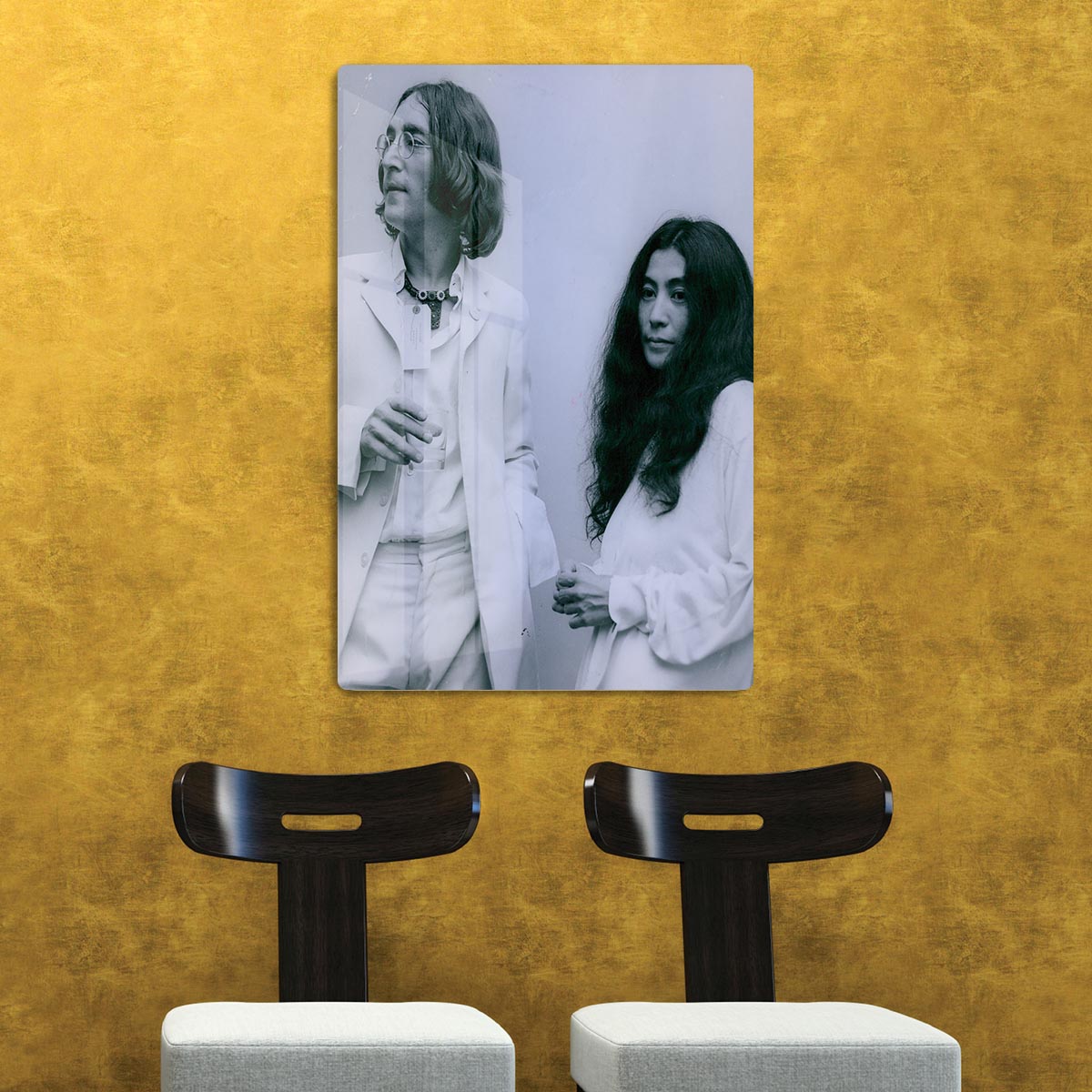 John Lennon and Yoko Ono at an exhibition HD Metal Print