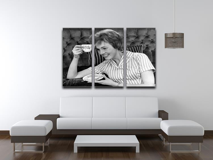 Julie Andrews with a cup of tea 3 Split Panel Canvas Print - Canvas Art Rocks - 3