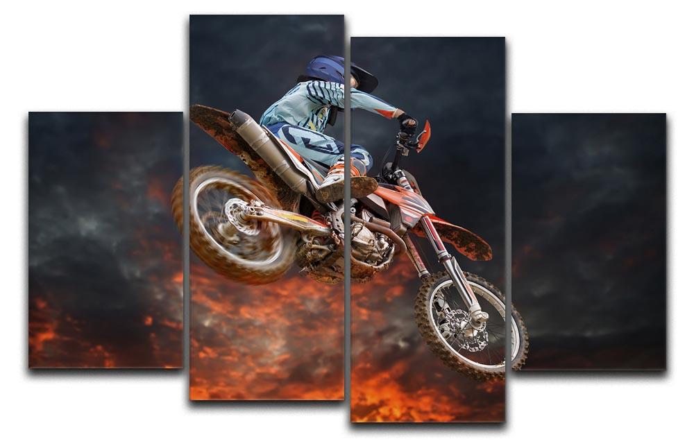 Jumping motocross rider 4 Split Panel Canvas  - Canvas Art Rocks - 1