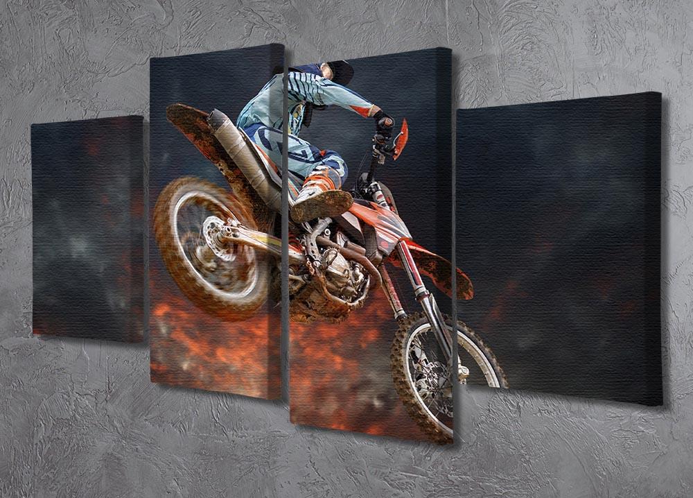 Jumping motocross rider 4 Split Panel Canvas  - Canvas Art Rocks - 2