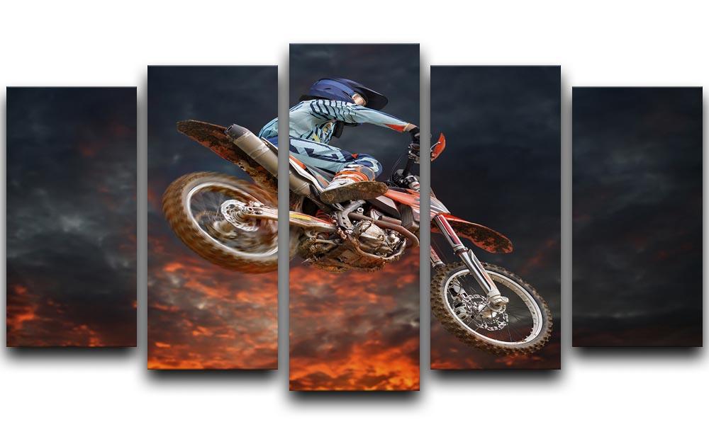 Jumping motocross rider 5 Split Panel Canvas  - Canvas Art Rocks - 1