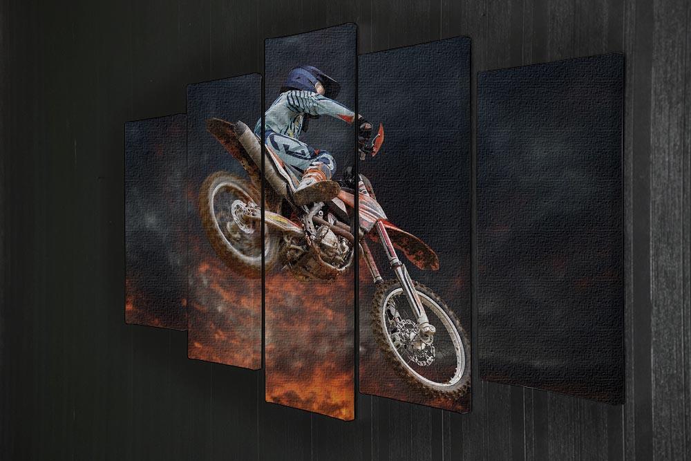 Jumping motocross rider 5 Split Panel Canvas  - Canvas Art Rocks - 2