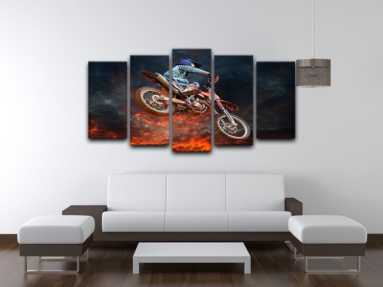 Jumping motocross rider 5 Split Panel Canvas  - Canvas Art Rocks - 3