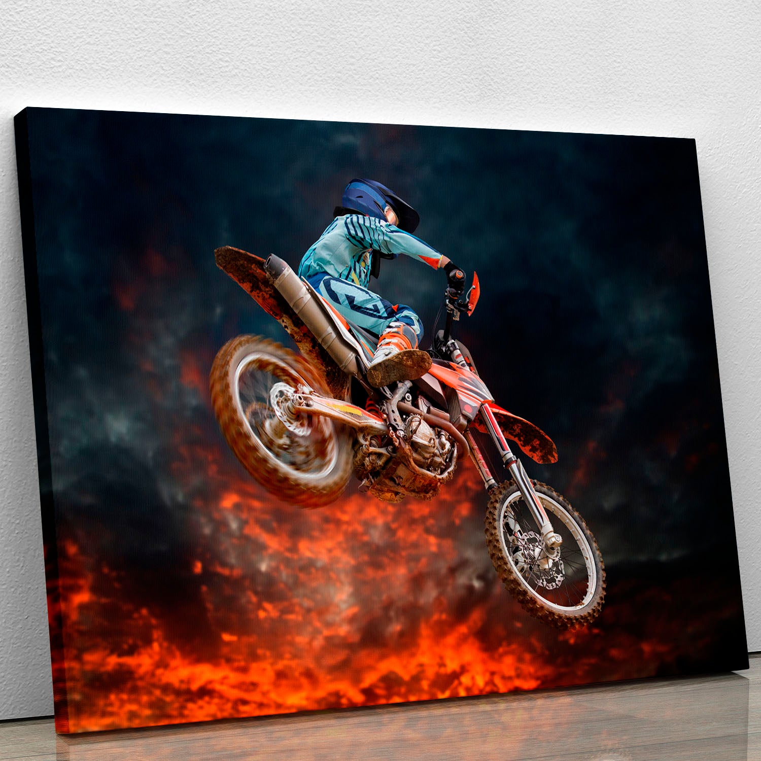 Jumping motocross rider Canvas Print or Poster - Canvas Art Rocks - 1