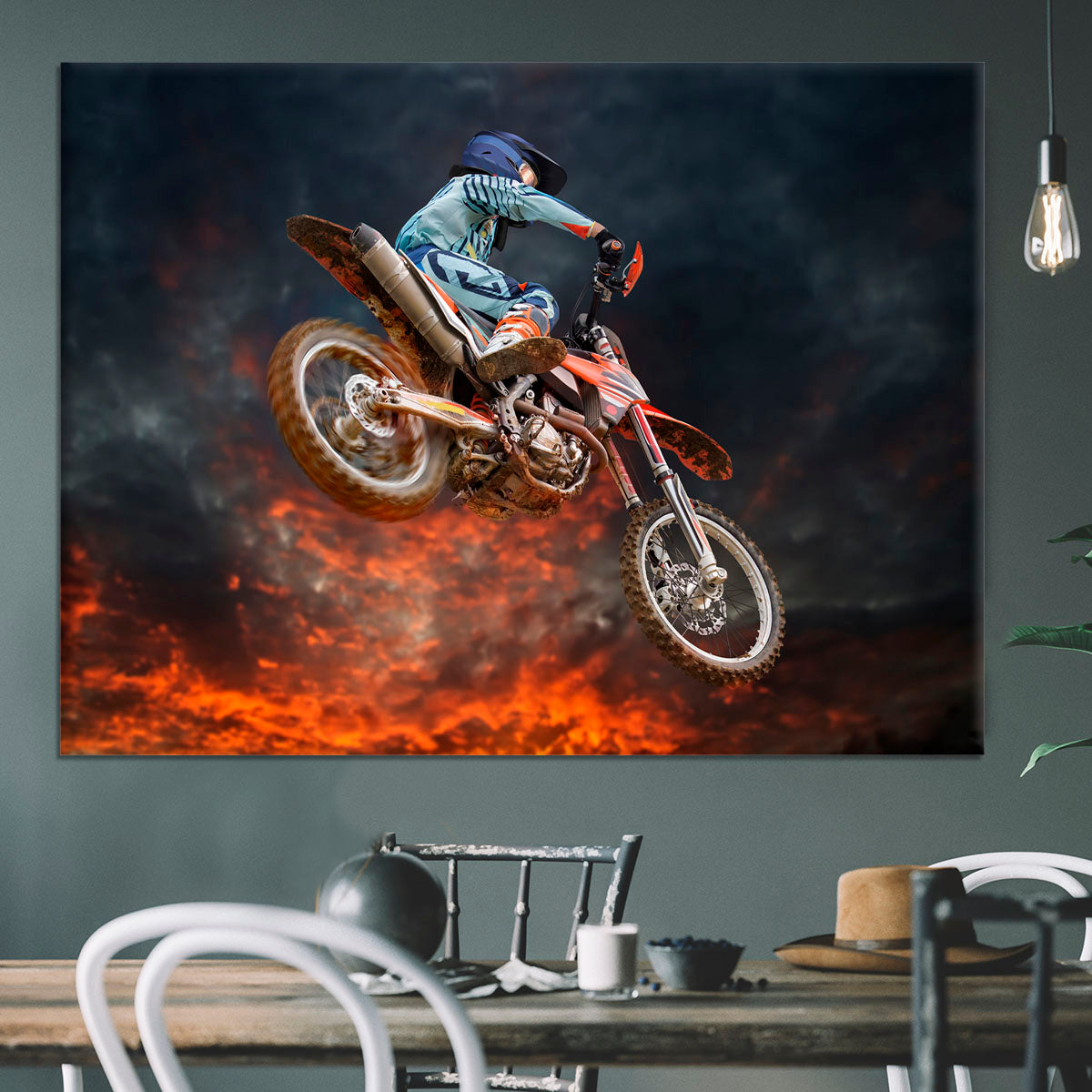 Jumping motocross rider Canvas Print or Poster - Canvas Art Rocks - 3