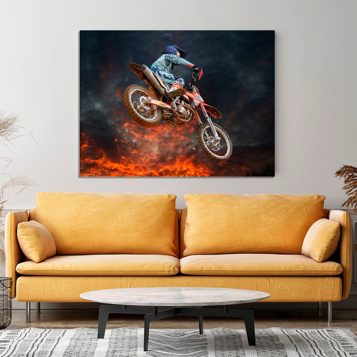Jumping motocross rider Canvas Print or Poster - Canvas Art Rocks - 4