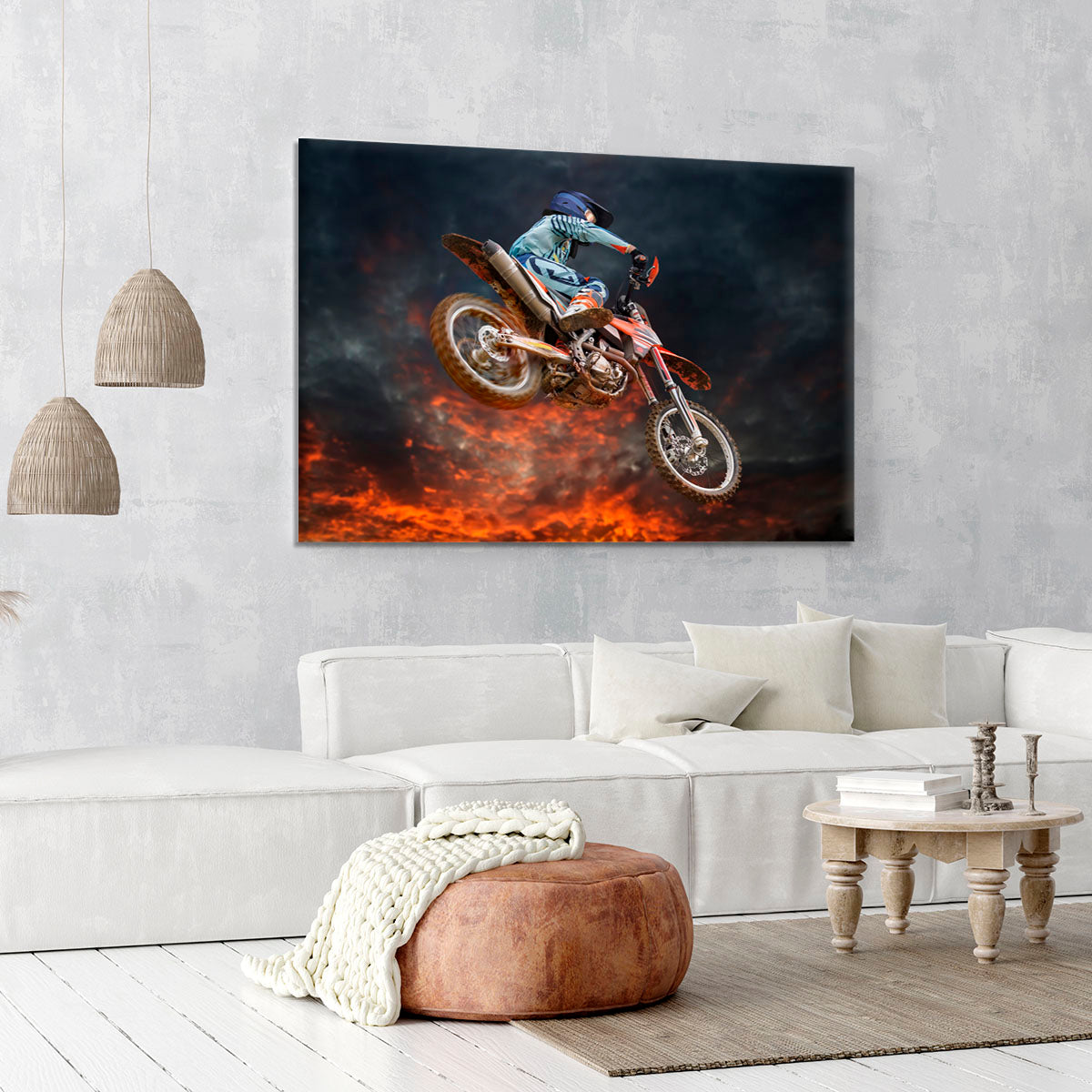 Jumping motocross rider Canvas Print or Poster - Canvas Art Rocks - 6