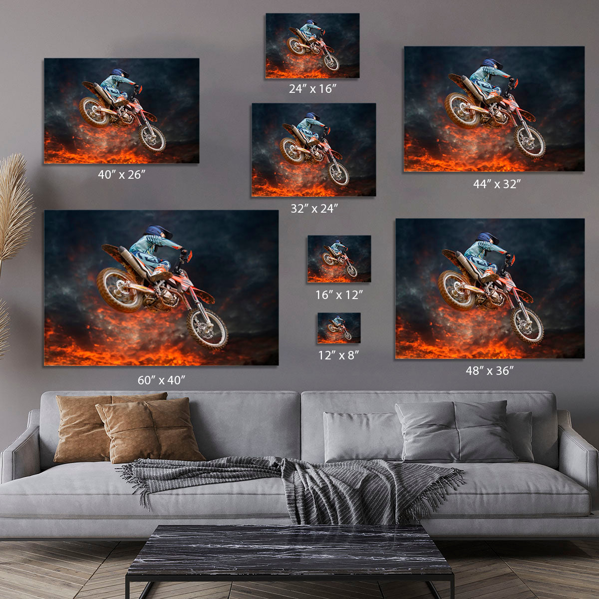 Jumping motocross rider Canvas Print or Poster - Canvas Art Rocks - 7
