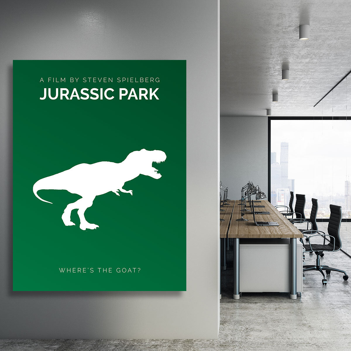 Jurassic Park Wheres The Goat Minimal Movie Canvas Print or Poster - Canvas Art Rocks - 3