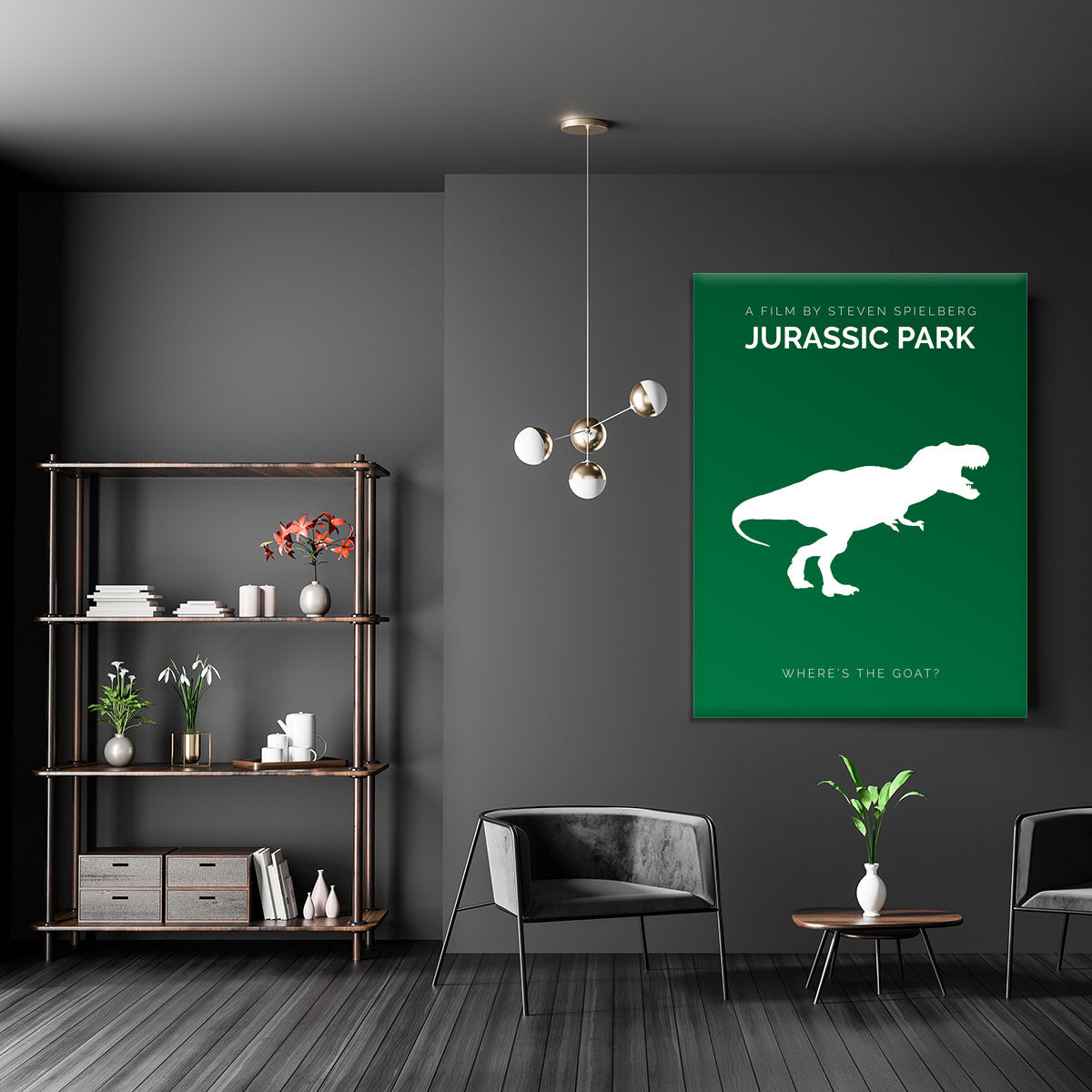 Jurassic Park Wheres The Goat Minimal Movie Canvas Print or Poster - Canvas Art Rocks - 5