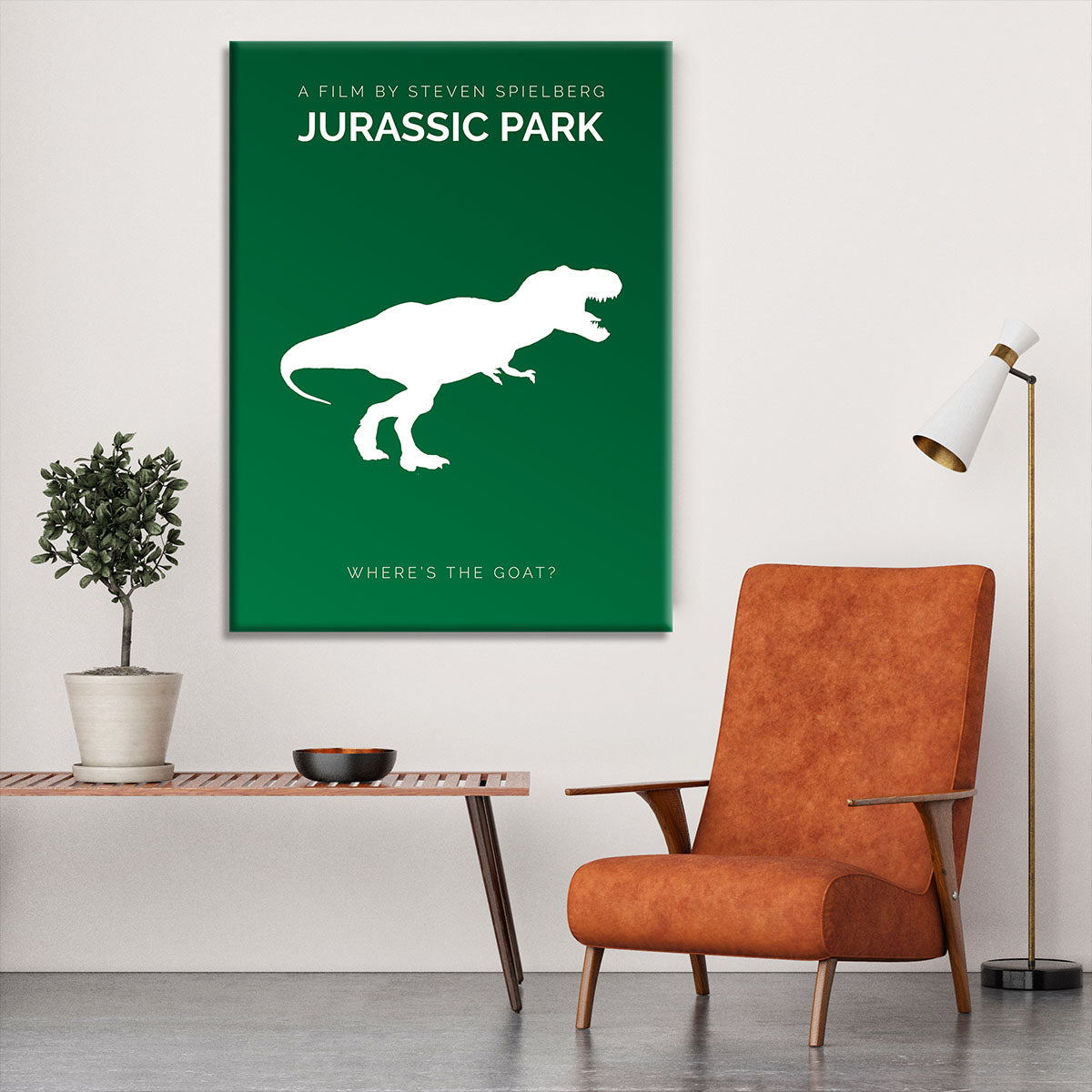 Jurassic Park Wheres The Goat Minimal Movie Canvas Print or Poster - Canvas Art Rocks - 6