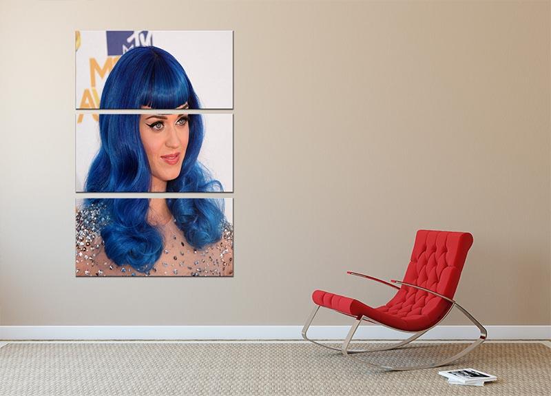 Katy Perry in blue 3 Split Panel Canvas Print - Canvas Art Rocks - 2
