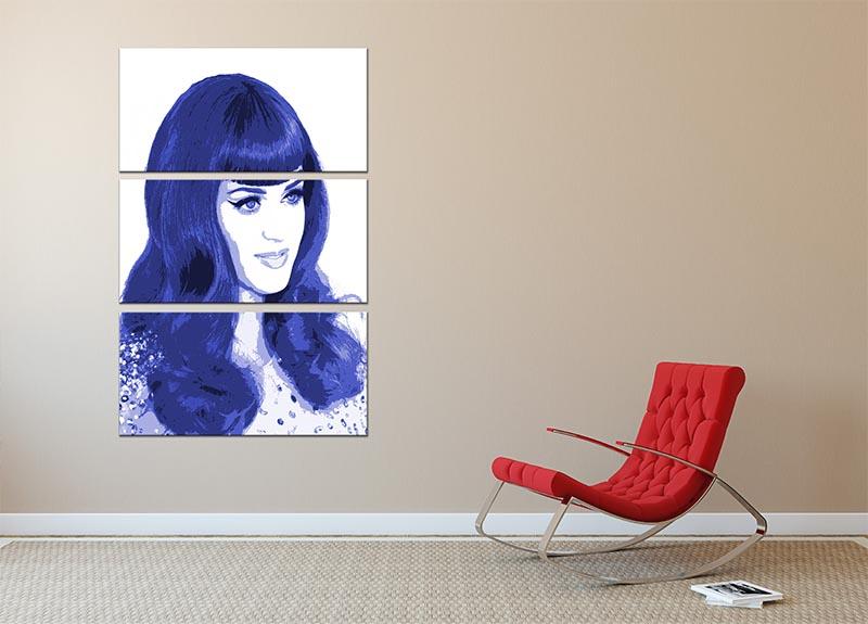 Katy Perry in blue pop art 3 Split Panel Canvas Print - Canvas Art Rocks - 2