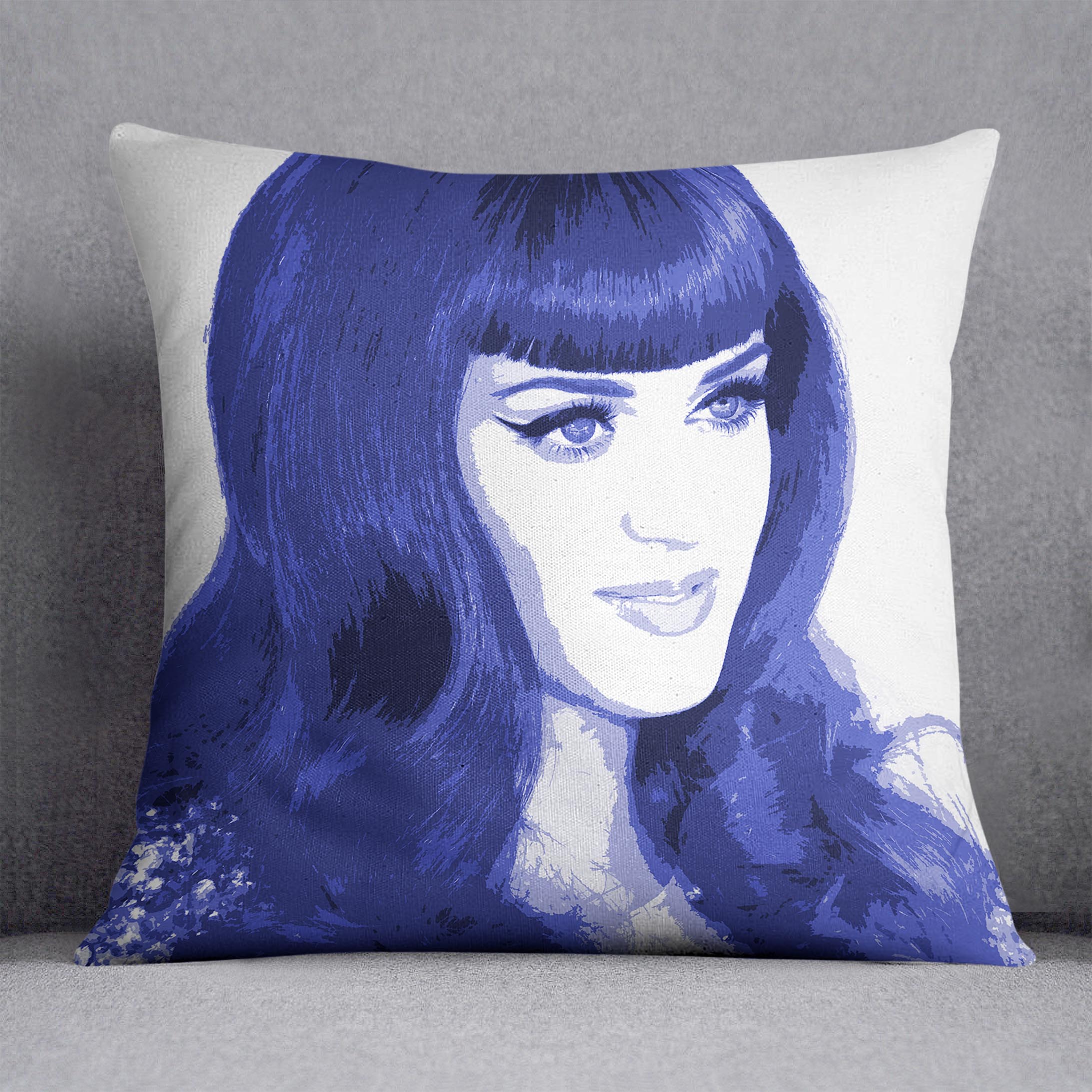 Katy Perry in blue pop art Cushion