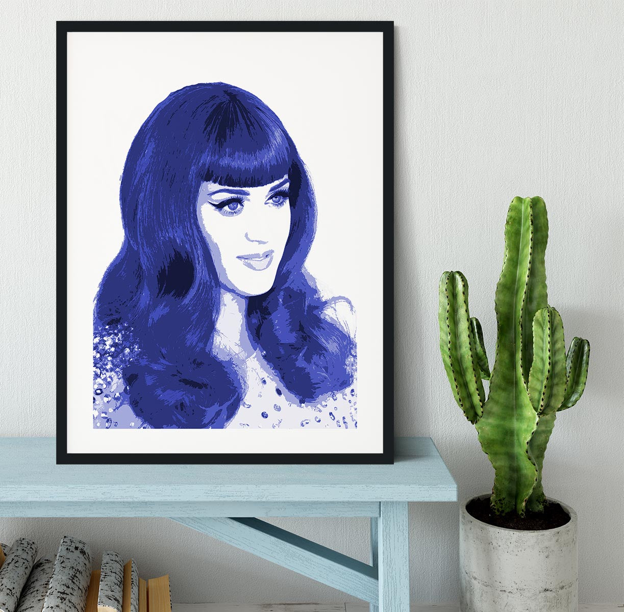 Katy Perry in blue pop art Framed Print - Canvas Art Rocks - 1