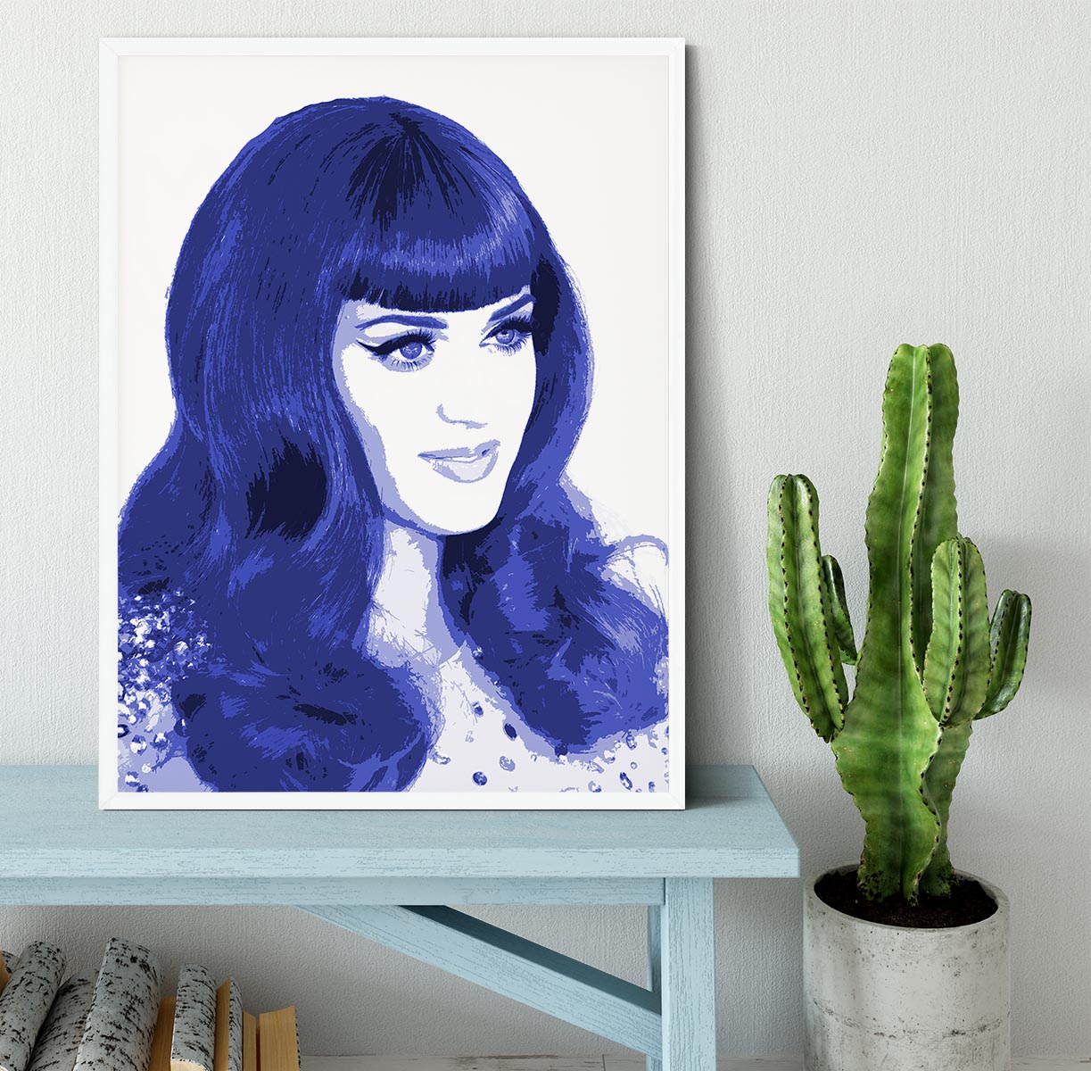 Katy Perry in blue pop art Framed Print - Canvas Art Rocks -6