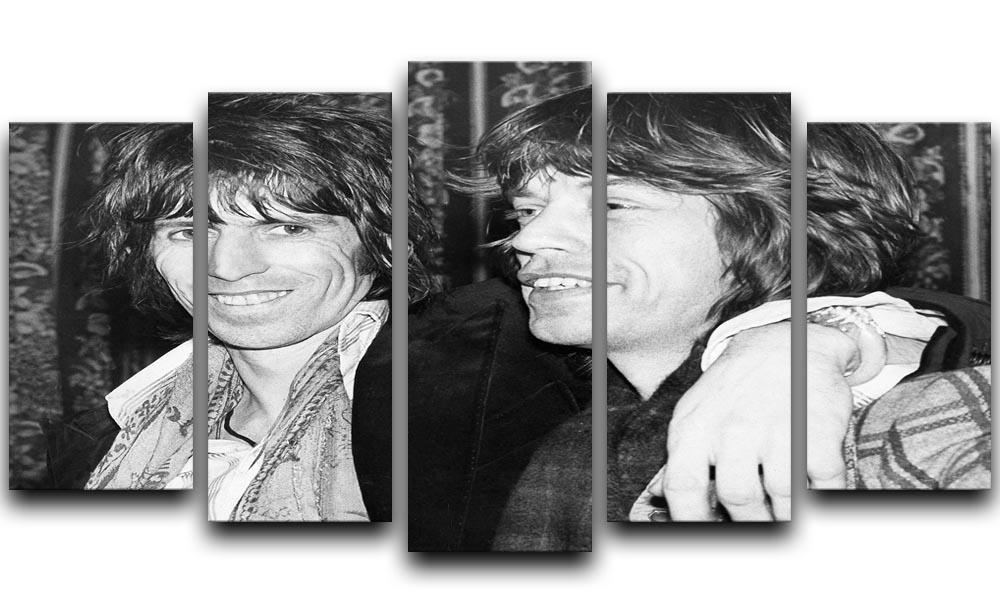 Keith Richards and Mick Jagger celebrate 5 Split Panel Canvas  - Canvas Art Rocks - 1