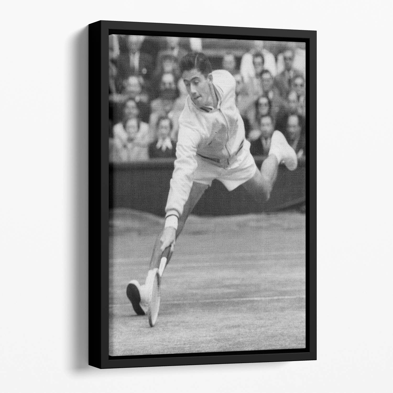 Ken Rosewall in action at Wimbledon Floating Framed Canvas