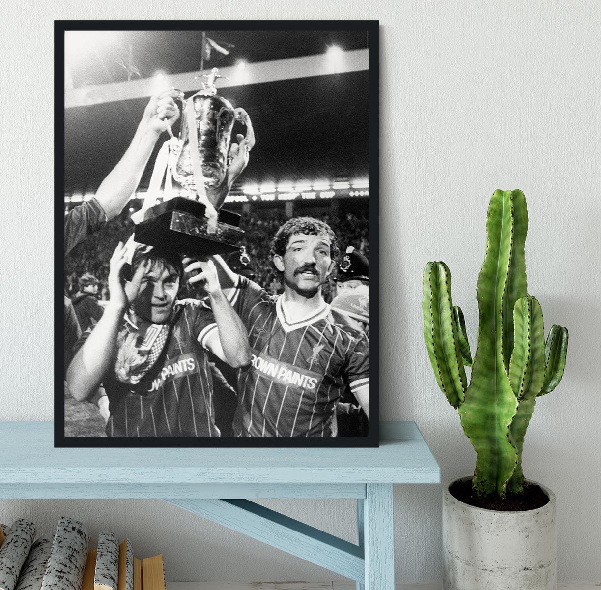 Kenny Dalglish and Graeme Souness with the Milk Cup trophy Framed Print - Canvas Art Rocks - 2