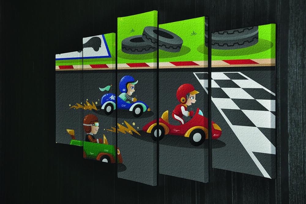 Kids in a car racing 5 Split Panel Canvas - Canvas Art Rocks - 2