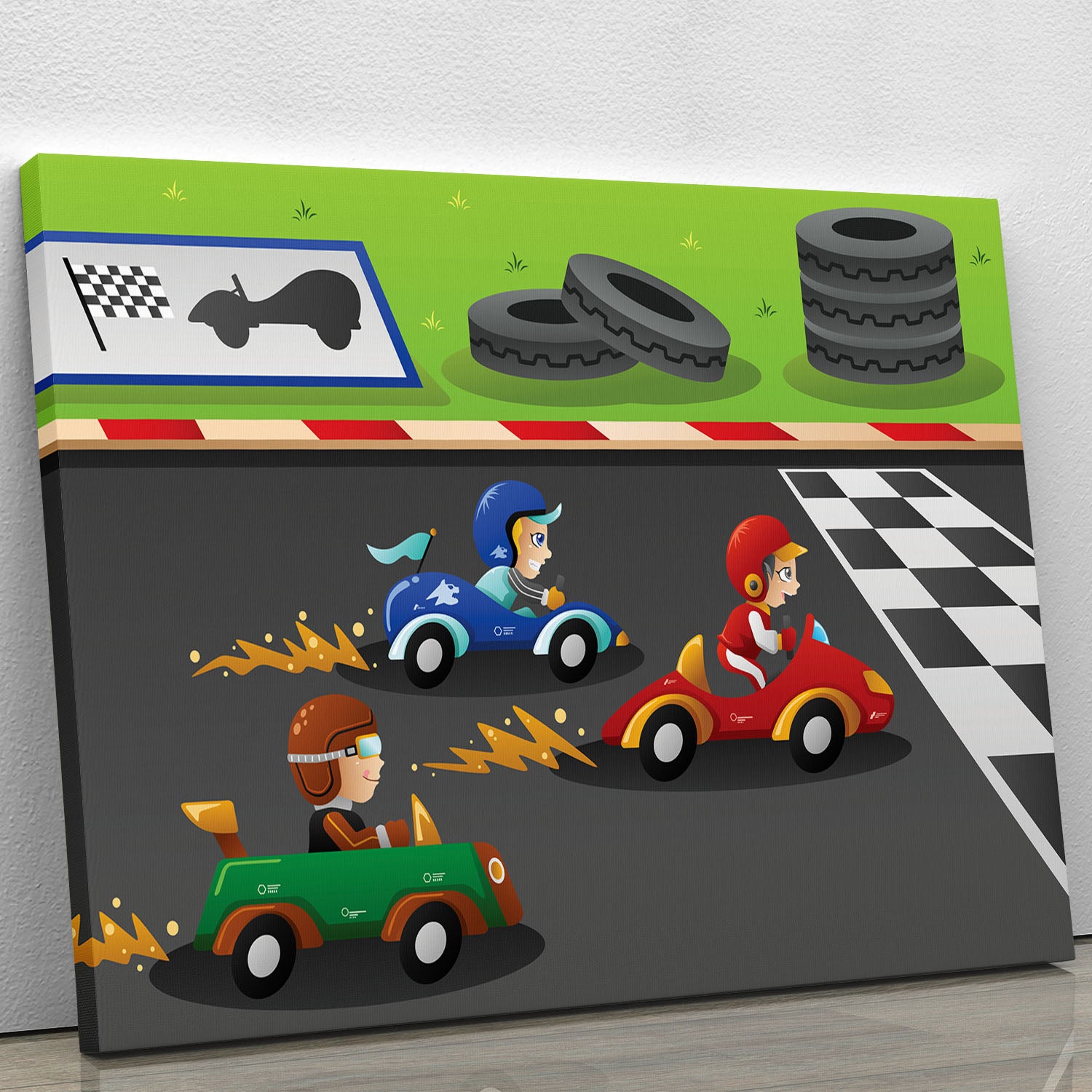 Kids in a car racing Canvas Print or Poster - Canvas Art Rocks - 1