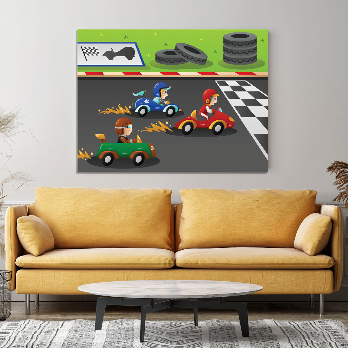 Kids in a car racing Canvas Print or Poster - Canvas Art Rocks - 4